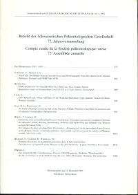 Bericht der Schweizerischen Paläontologischen Gesellschaft 72. Jahresversammlung (Umschlag)
