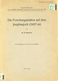 Mörikofer, Die Forschungsstation auf dem Jungfraujoch (3457 m). (Umschlag)