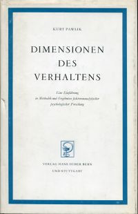 Pawlik, Dimensionen des Verhaltens (Umschlag)