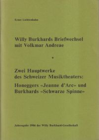 Burkhard, Willy Burkhards Briefwechsel mit Volkmar Andreae. (Umschlag)