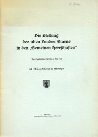 Spälty, Die Stellung des alten Landes Glarus in den "Gemeinen Herrschaften". (Umschlag)