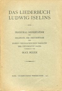 Meier, Das Liederbuch Ludwig Iselins. (Umschlag)