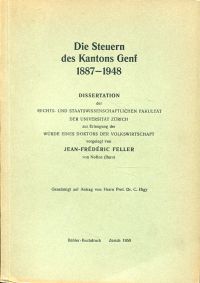 Feller, Die Steuern des Kantons Genf, 1887-1948. (Umschlag)
