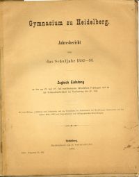 Pfaff, Zwei Schulreden und das Verzeichnis der Abiturienten des Heidelberger Gym (Umschlag)