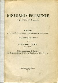 Züblin, Edouard Estaunié, le penseur et l'artiste. (Umschlag)