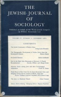 The Jewish journal of sociology, Vol. 4, No. 2 (1962). (Umschlag)