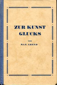 Arend, Zur Kunst Glucks. (Umschlag)