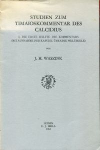 Waszink, Studien zum Timaioskommentar des Calcidius. (Umschlag)