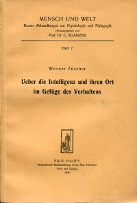 Zürcher, Über die Intelligenz und ihren Ort im Gefüge des Verhaltens. (Umschlag)