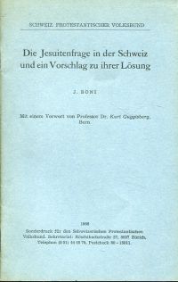 Böni, Die Jesuitenfrage in der Schweiz und ein Vorschlag zu ihrer Lösung. (Umschlag)