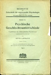 Lipmann, Psychische Geschlechtsunterschiede. (Umschlag)