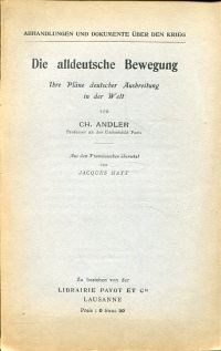 Andler, Die alldeutsche Bewegung. (Umschlag)