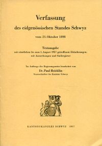 Verfassung des eidgenössischen Standes Schwyz vom 23. Oktober 1898. (Umschlag)