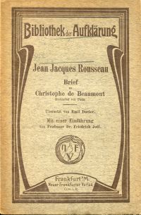 Rousseau, Brief an Christophe de Beaumont, Erzbischof von Paris. (Umschlag)