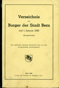 Verzeichnis der Burger der Stadt Bern auf 1. Januar 1940 (Burgerbuch) (Umschlag)