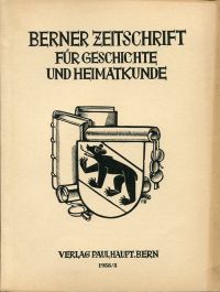 Berner Zeitschrift für Geschichte und Heimatkunde; 1958/3. (Umschlag)