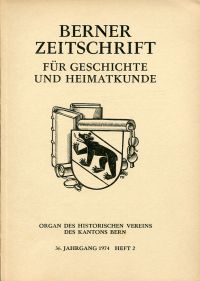 Berner Zeitschrift für Geschichte und Heimatkunde; 1974/2: (Umschlag)