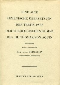 Oudenrijn, Eine alte armenische Uebersetzung der Tertia Pars der theologischen S (Umschlag)