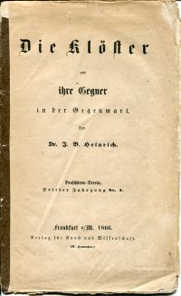 Heinrich, Die Klöster und ihre Gegner in der Gegenwart. (Umschlag)