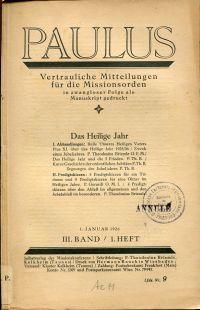 Paulus. Vertrauliche Mitteilungen für die Missionsorden in zwangloser Folge als (Umschlag)