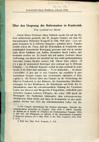 Muralt, Über den Ursprung der Reformation in Frankreich. (Umschlag)
