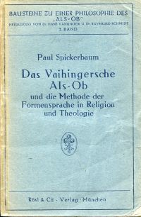 Spickerbaum, Das Vaihingersche Als-Ob (Umschlag)