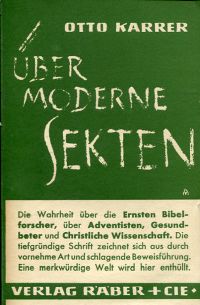 Karrer, Über moderne Sekten. (Umschlag)