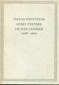 Breitholz, Das Schrifttum Josef Piepers in den Jahren 1928-1964. (Umschlag)