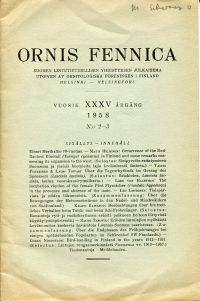 Ornis fennica, 35. Jahrgang (1958), No. 2-3. (Umschlag)