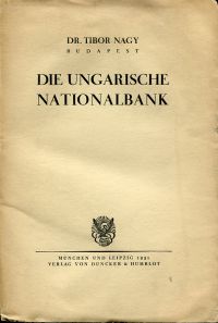 Nagy, Die Ungarische Nationalbank. (Umschlag)