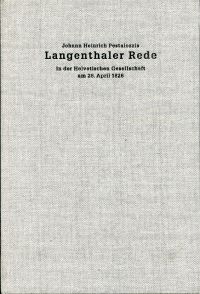 Pestalozzi, Johann Heinrich Pestalozzis "Langenthaler Rede" in der "Helvetischen (Umschlag)