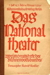 Hüpgens, Das Nationaltheater, 2. Jahr, 3. Heft Februar 1930. (Umschlag)