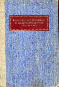 Schmidt, Die deutsche Philosophie der Gegenwart in Selbstdarstellungen, Band 2: (Umschlag)