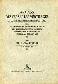 Waldkirch, Art. 435 des Versailler Vertrages in seiner rechtlichen Bedeutung für (Umschlag)