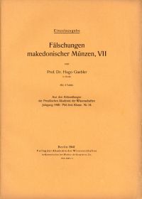 Gaebler, Fälschungen makedonischer Münzen VII. (Umschlag)