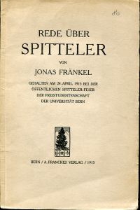 Fränkel, Rede über Spitteler. (Umschlag)