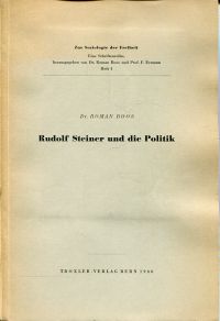 Boos, Rudolf Steiner und die Politik. (Umschlag)