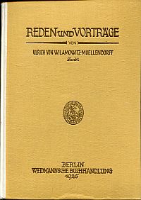 Wilamowitz-Moellendorff, Reden und Vorträge, Band 1. (Umschlag)