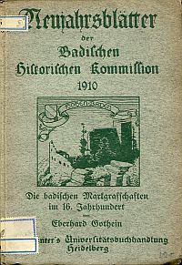 Gothein, Die badischen Markgrafschaften im 16. Jahrhundert. (Umschlag)