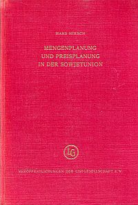 Hirsch, Mengenplanung und Preisplanung in der Sowjetunion. (Umschlag)