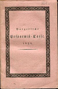 Grund-Gesetze der zinstragenden burgerlichen Ersparniss-Casse in Bern. (Umschlag)