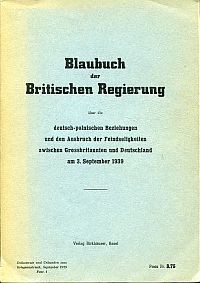 Blaubuch der Britischen Regierung über die deutsch-polnischen Beziehungen (Umschlag)