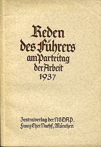 Hitler, Reden des Führers am Parteitag der Arbeit 1937. (Umschlag)