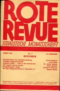 Rote Revue, 20. Jahrgang, Nr. 4 (Dezember 1940). (Umschlag)