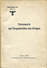 Dokumente zur Vorgeschichte des Krieges. (Umschlag)