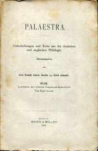 Lucht, Lautlehre der älteren Lazamonhandschrift. (Umschlag)