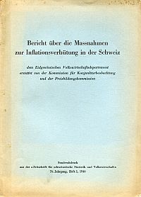 Bericht über die Massnahmen zur Inflationsverhütung in der Schweiz. (Umschlag)