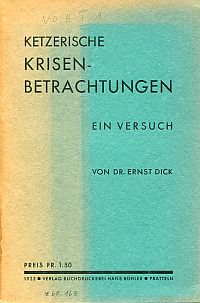 Dick, Ketzerische Krisenbetrachtungen. Ein Versuch. (Umschlag)
