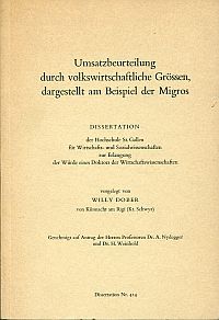 Dober, Umsatzbeurteilung durch volkswirtschaftliche Grössen. (Umschlag)