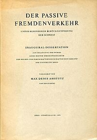 Amstutz, Der passive Fremdenverkehr. (Umschlag)